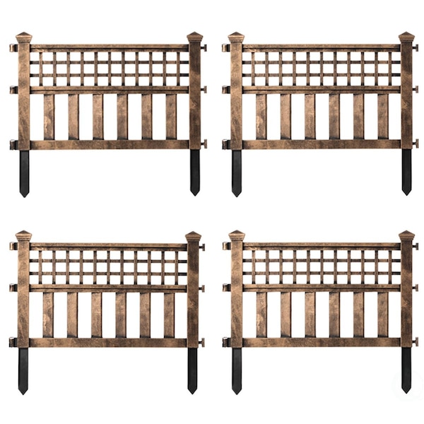 Invernaculo 0.75 x 20.5 x 23.75 in. Plastic Outdoor Decor Garden Flower Edger Fence Border, Bronze - Set of 4 IN2641944 - main